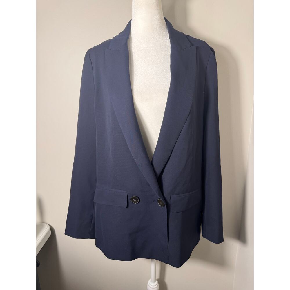 Zara Navy Blue Oversized Blazer Jacket XXS